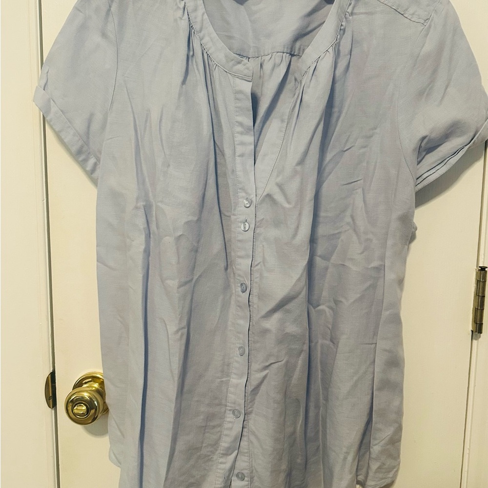 Light Blue Button-Up Blouse plus size 22